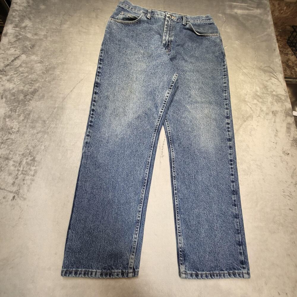 Wrangler Jeans Mens 36x30 Blue Medium Wash Straight Denim Pockets 976T1DR